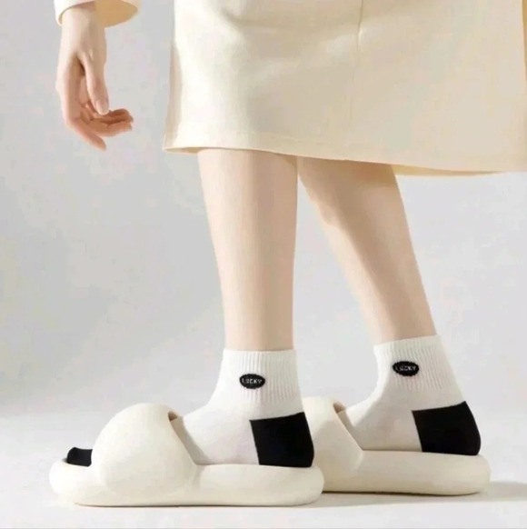 5 pair set pink light weight women's ankle socks black white pink casual dress - Picture 2 of 7